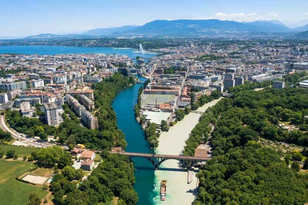 Geneva city aerial vew