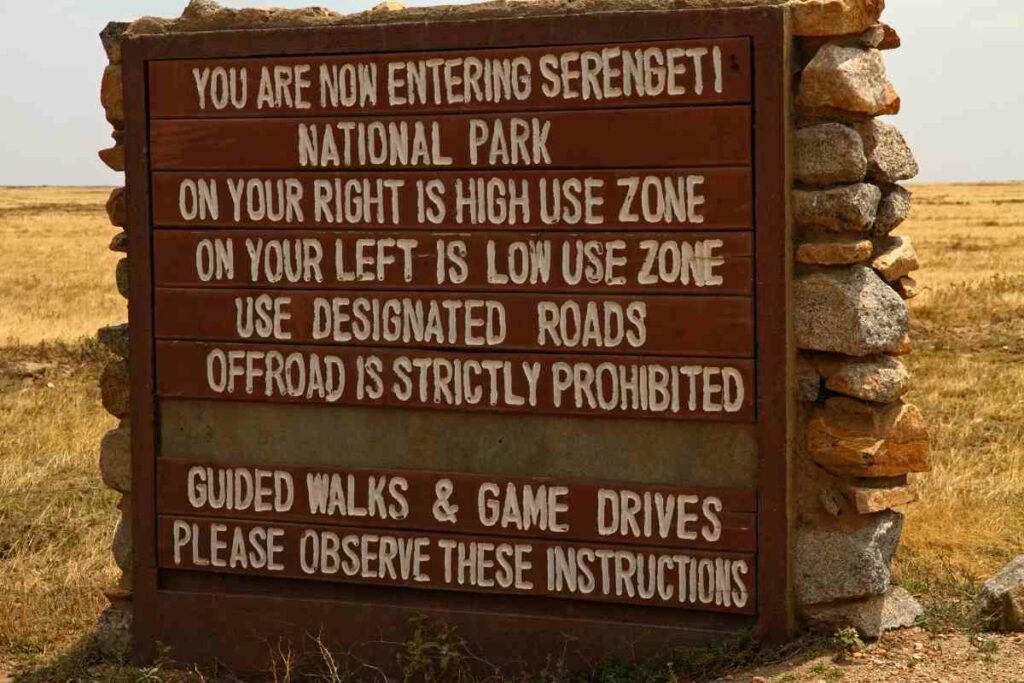 Serengeti National park notice