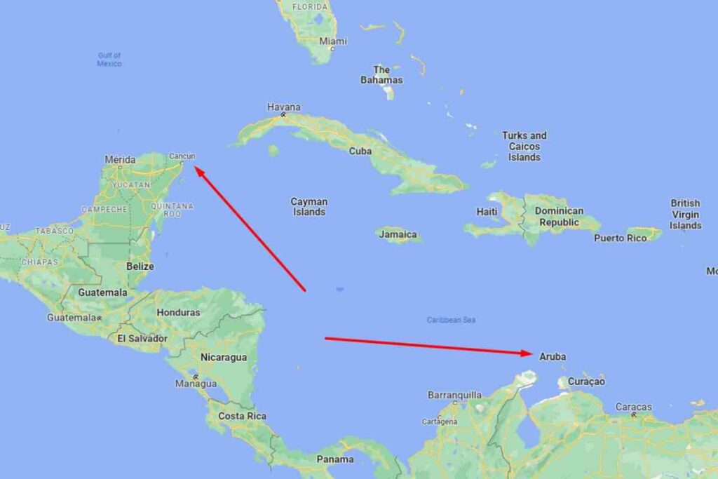 Aruba Vs Cancun maps