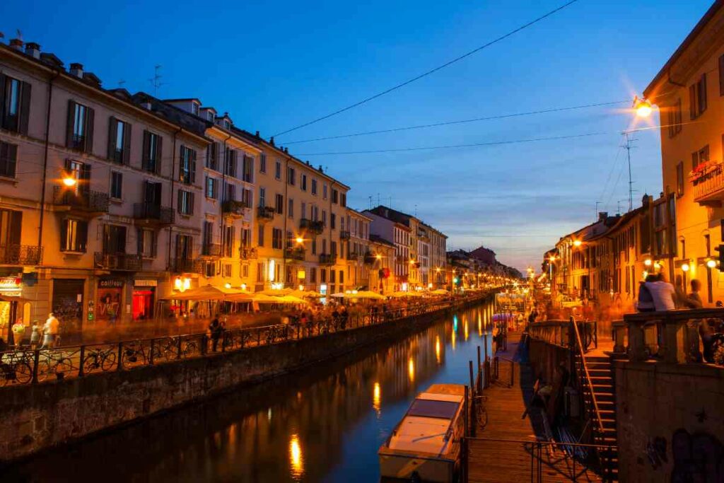 Romantic canals in Milan Italy
