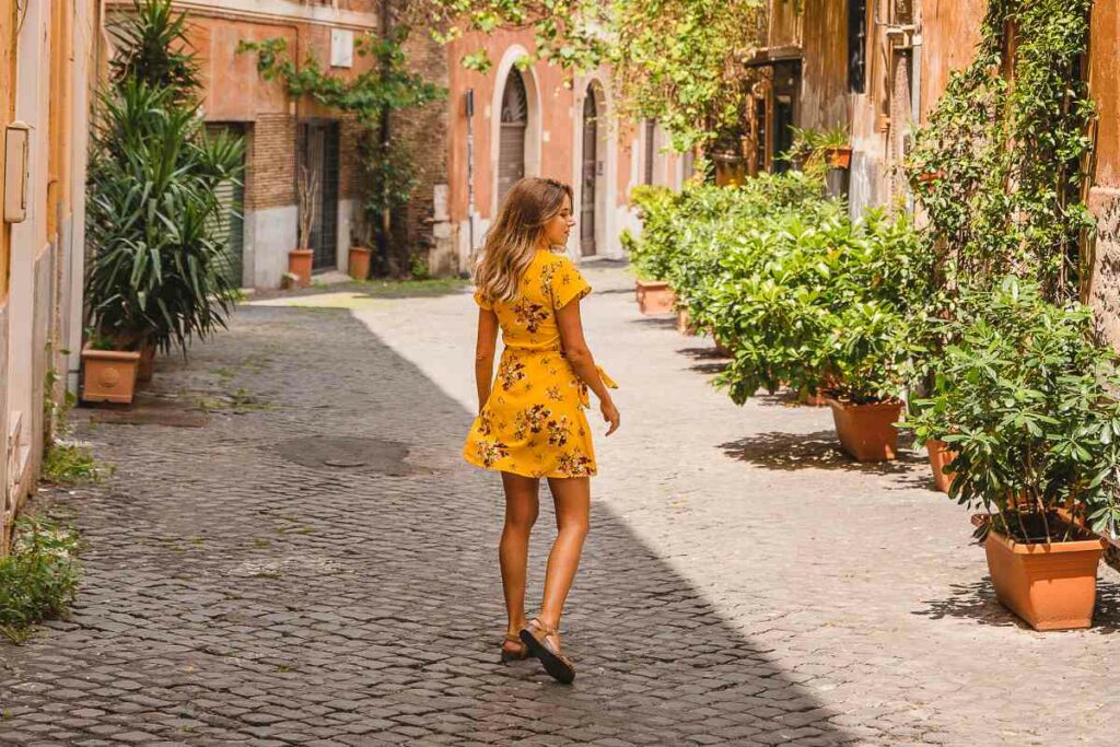 Wearing a dress in Rome in September