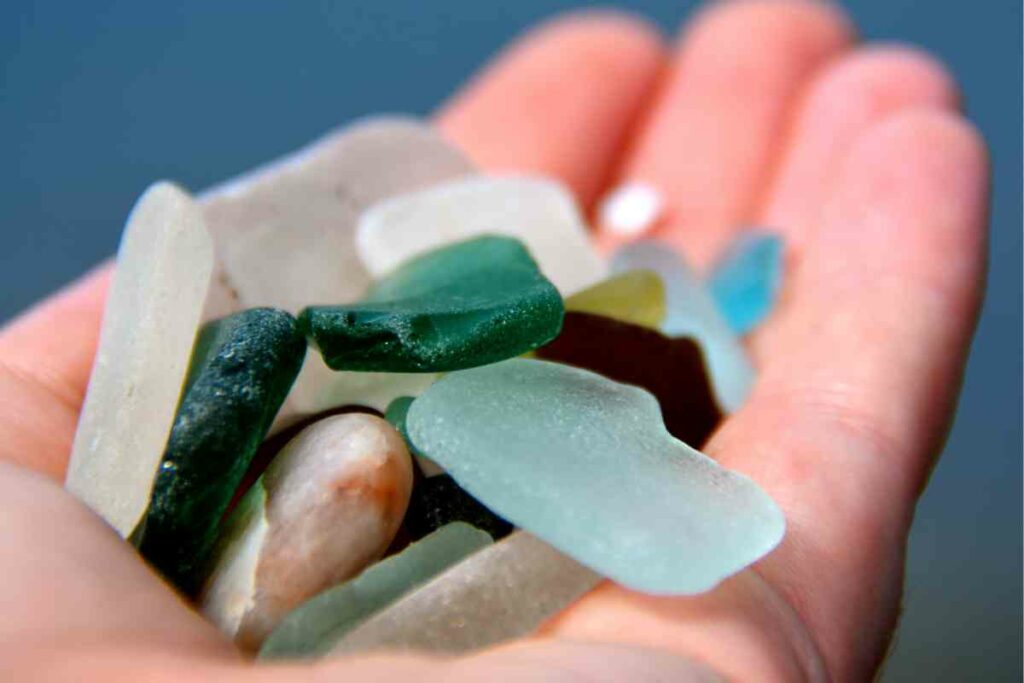 Valuable sea glass in hands