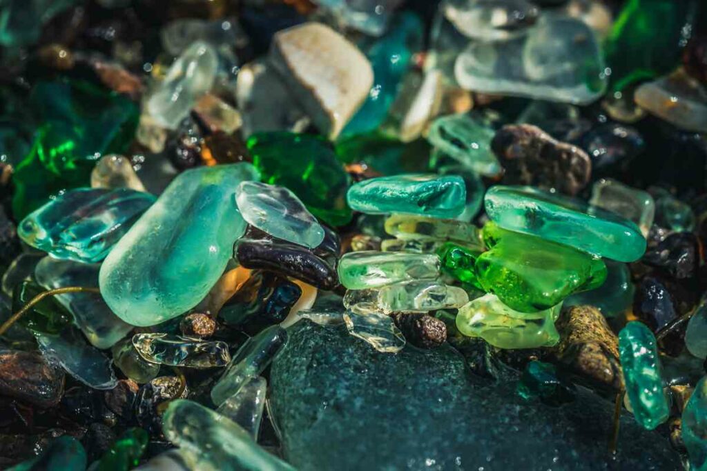 Blue, green Sea glass gems