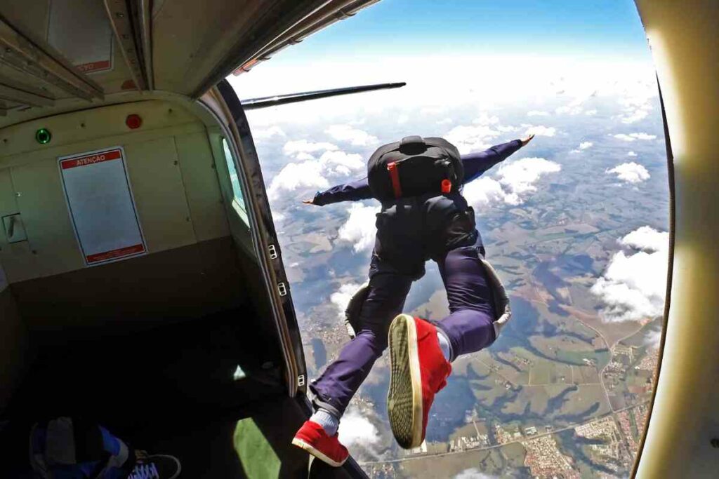 Outdoor skydiving jump