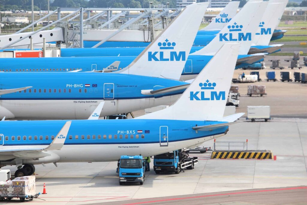 KLM aircrafts at the airport