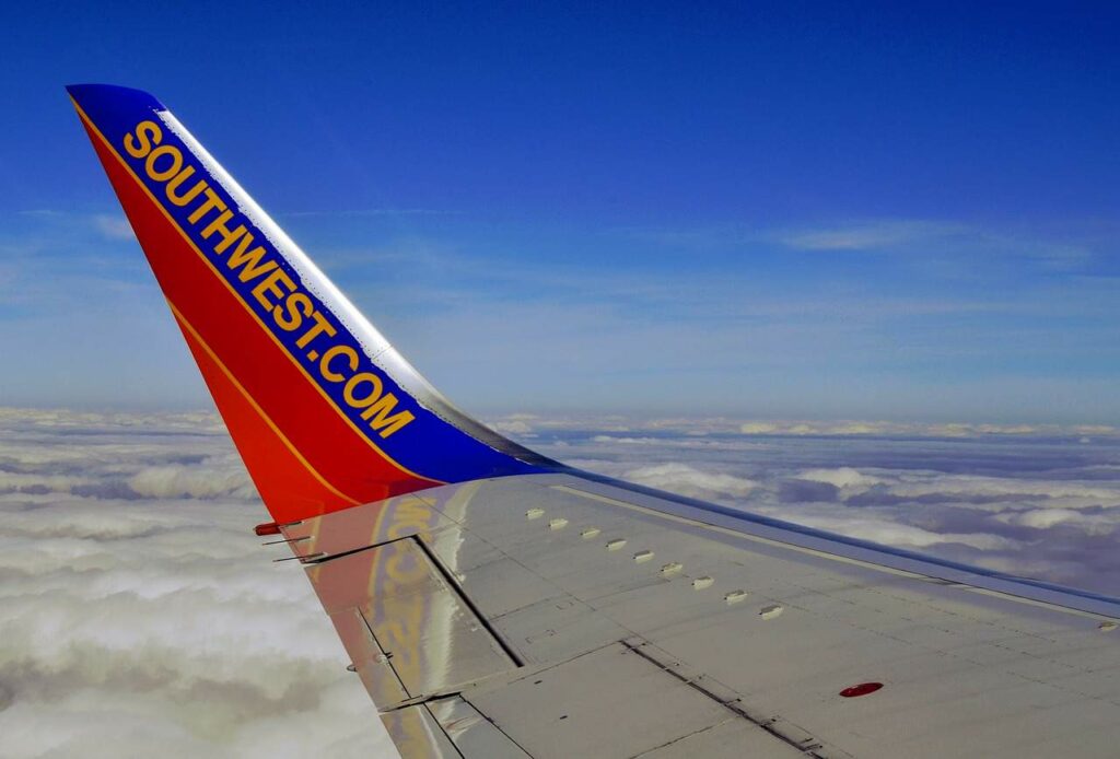 Southwest Aircraft view of wing from passenger window 